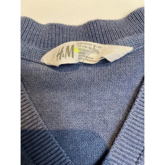 H&M Kids Blue Button-Down Long Sleeve V-Neck Cardigan Size 6-6Y - Picture 3 of 3